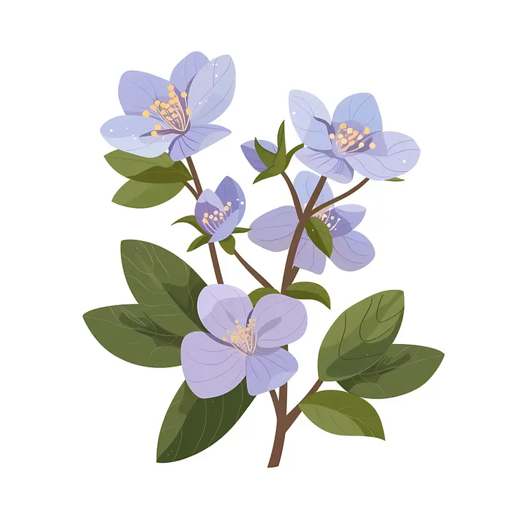 Delicate Purple Flowers with Green Leaves