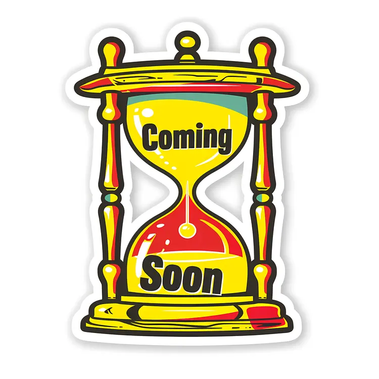Colorful Hourglass with 'Coming Soon' Text
