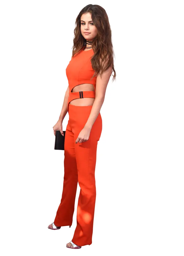 Elegant Woman in Orange Outfit