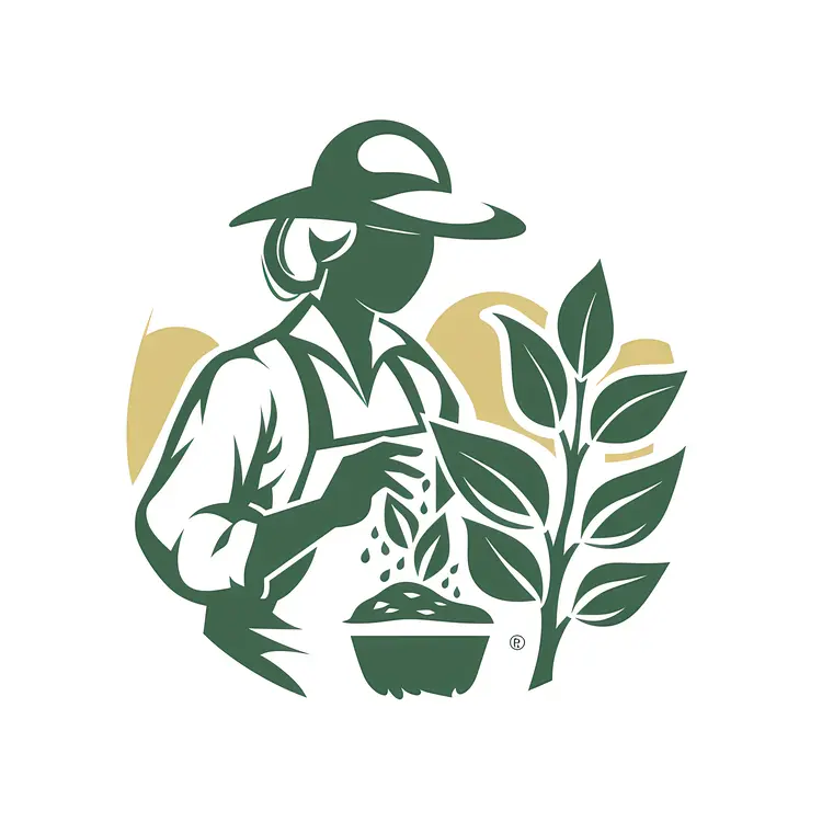 Green and Beige Gardener Planting Illustration