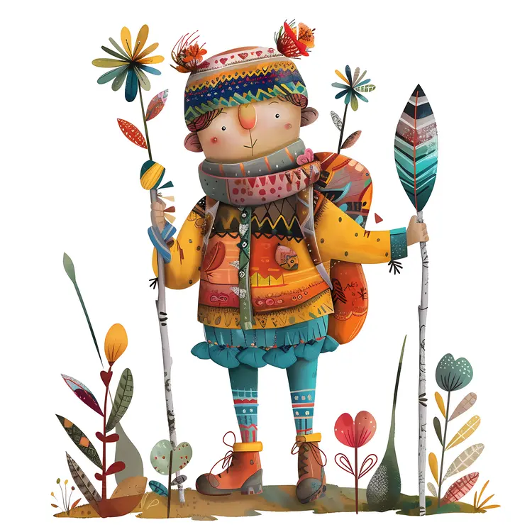 Colorful Hiker with Backpack