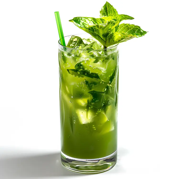 Refreshing Green Drink with Mint and Ice