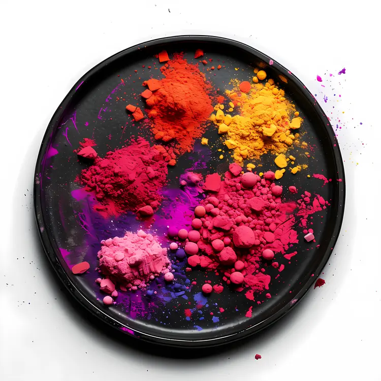 Colorful Powders on Black Plate