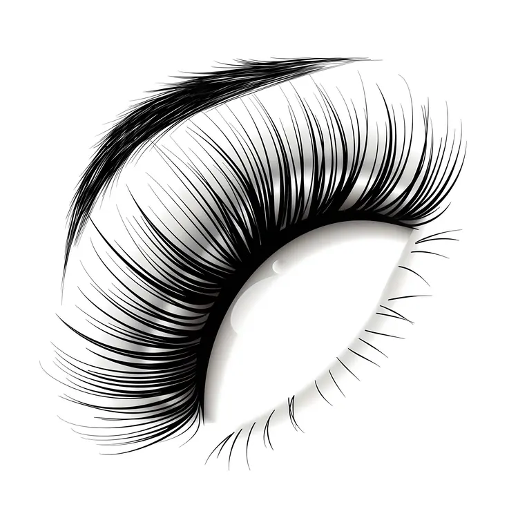 Illustrated Eye with Long False Eyelashes