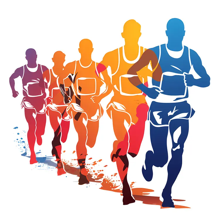 Vibrant Runners in a Race