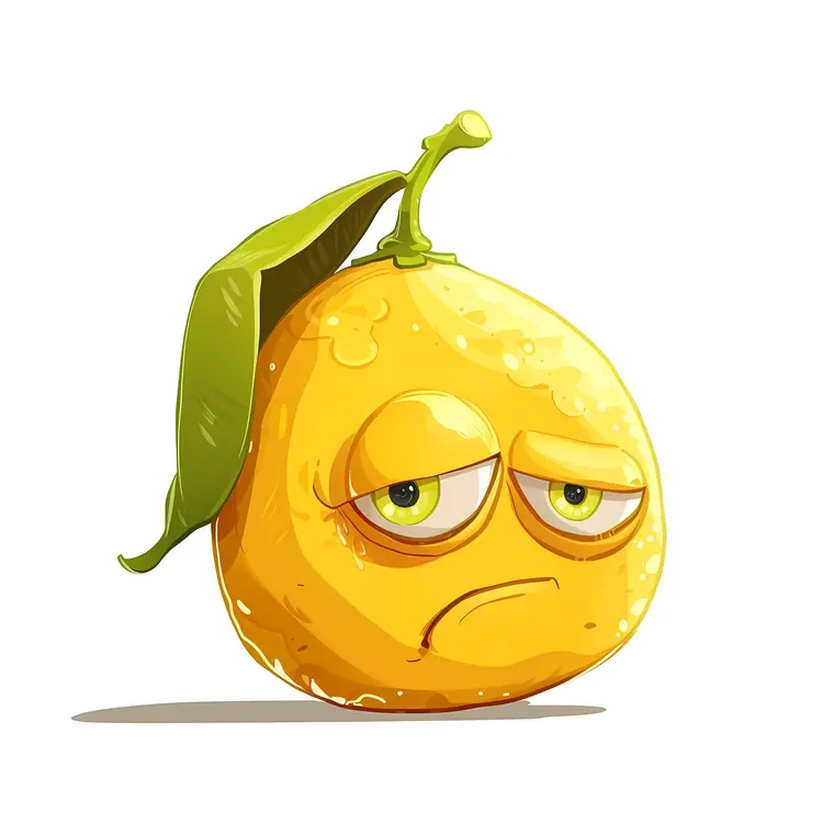Sad Lemon with Leaf