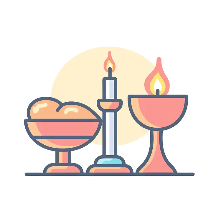Chalice, Bread, and Candle for Religious Ceremony