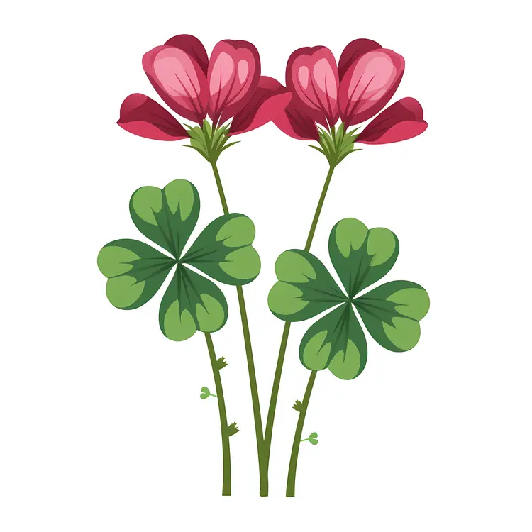 Green Clover with Red Flowers