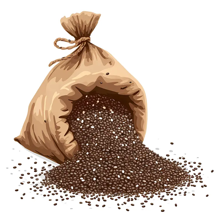 Chia Seeds Spilling from Sack