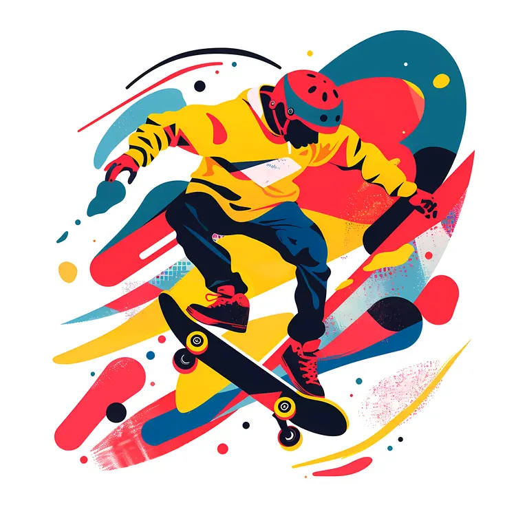 Colorful Skateboarder in Motion