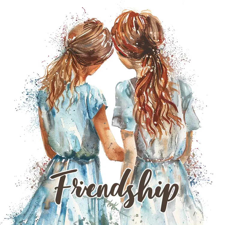Friendship Illustration with Girls Holding Hands