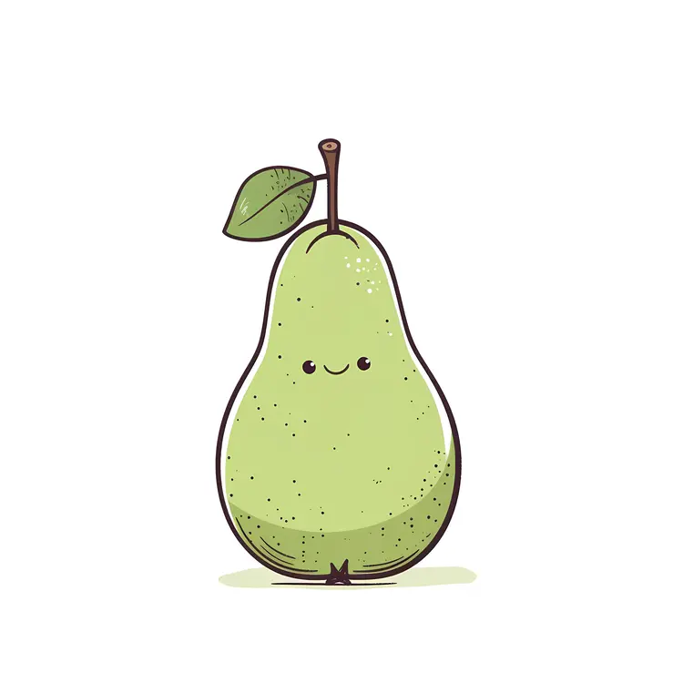 Cute Smiling Pear with Leaf