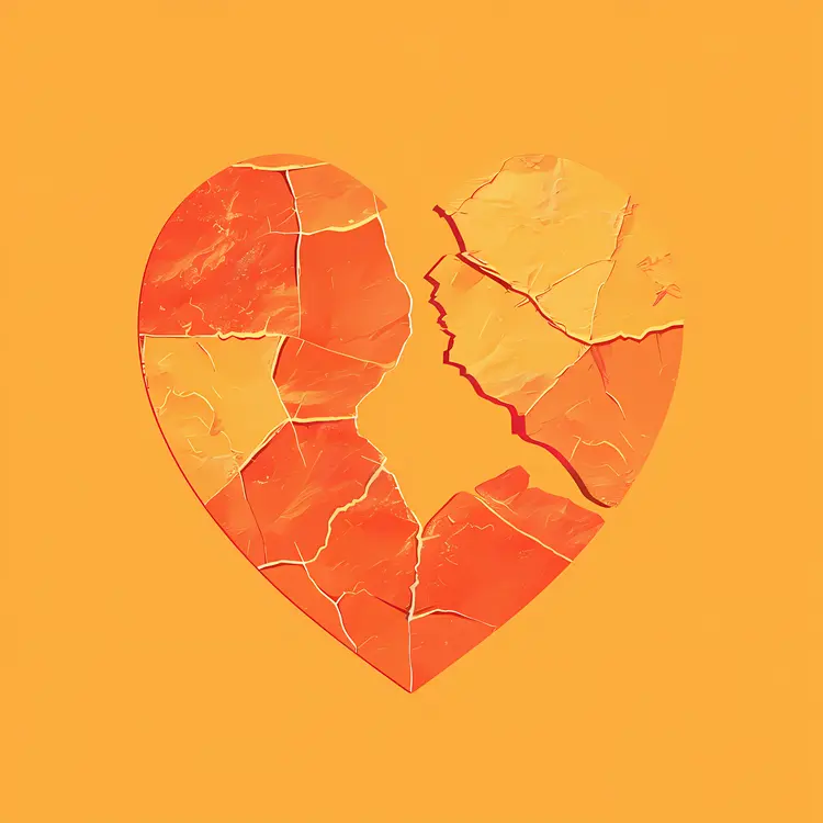 Cracked Heart in Red and Yellow