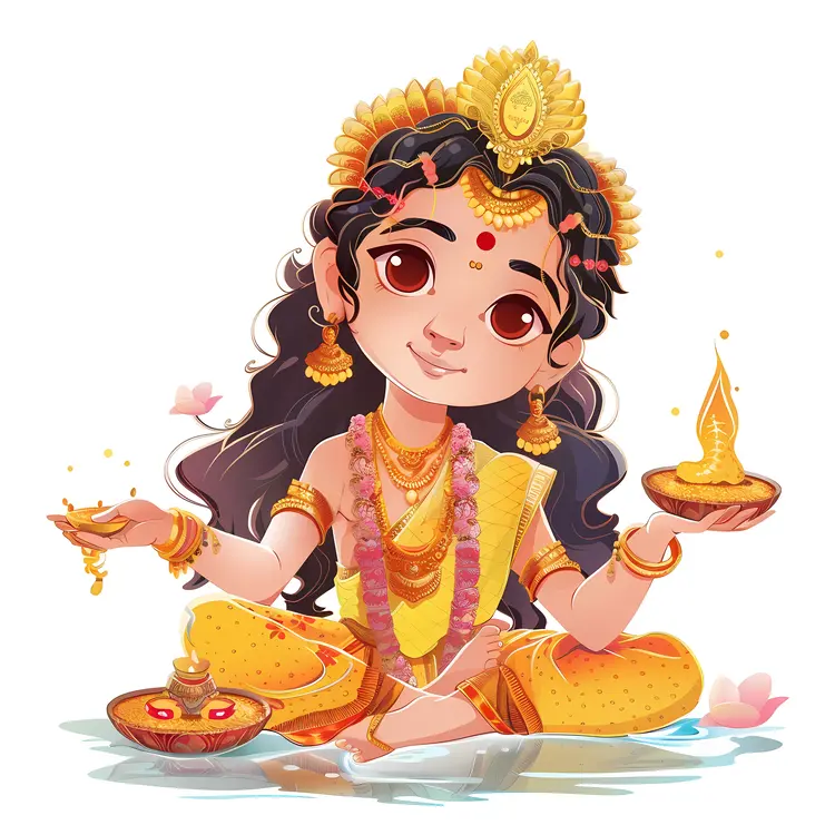Deity with Lamp and Garland