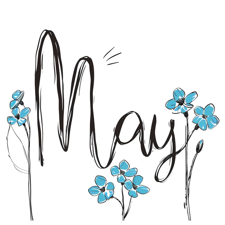 May with Blue Flowers