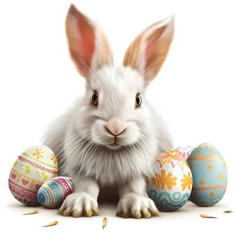 Cute Easter Bunny with Eggs