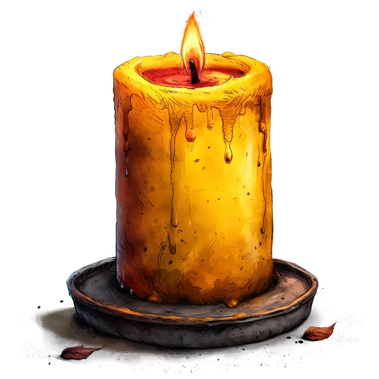 Yellow Candle on a Plate