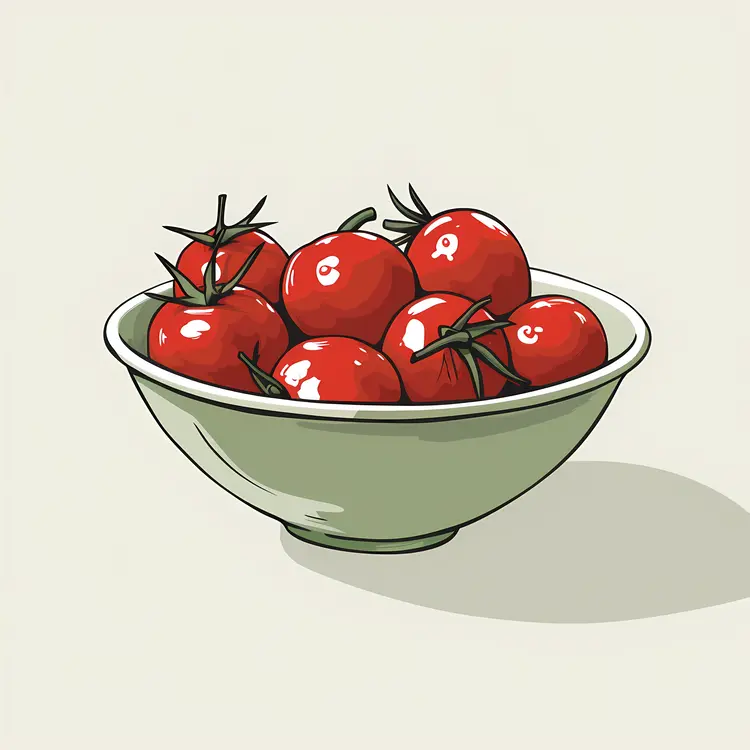 Illustration of a Bowl of Red Tomatoes