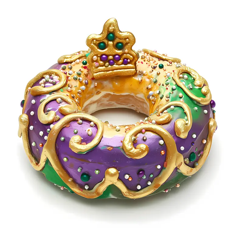 Crown King Cake with Colorful Icing