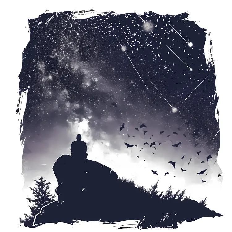 Silhouette Under Starry Sky