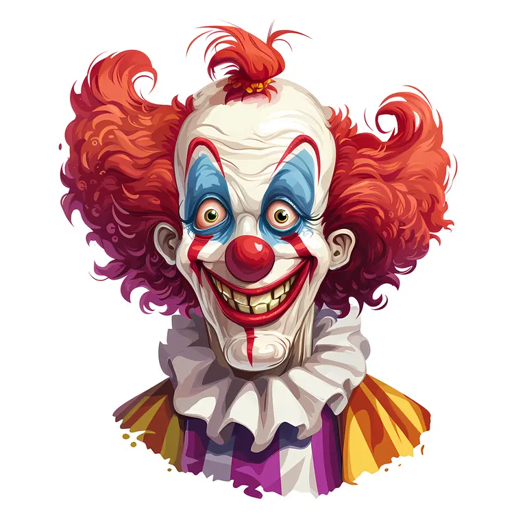 Clown with Red Hair and Big Smile