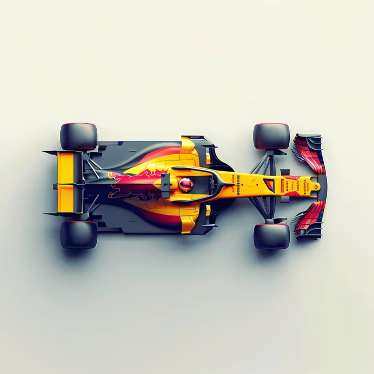 Top View of Formula 1 Car with Red Bull Livery