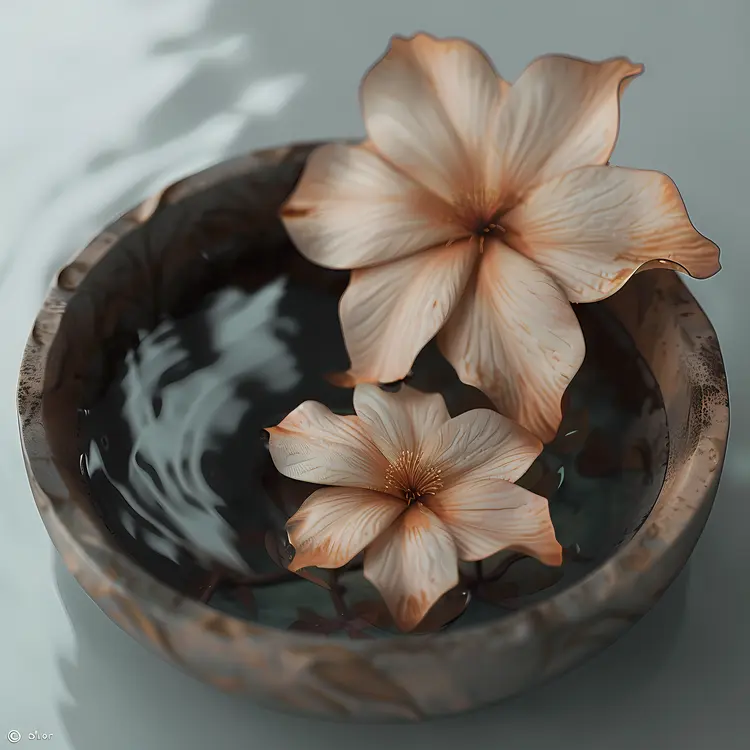 Beautiful Flowers Floating in Bowl