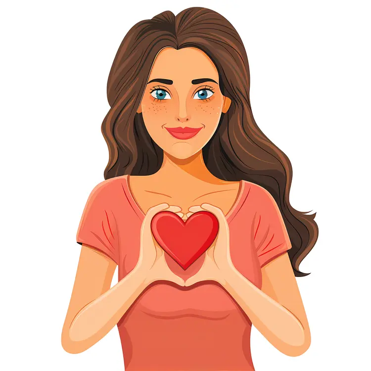 Smiling Girl Holding a Heart