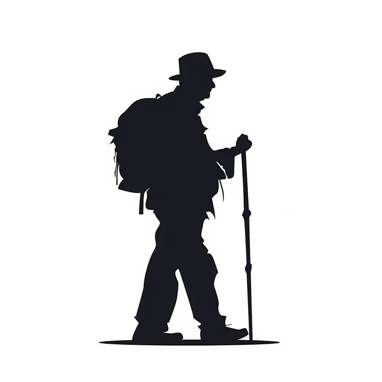 Hiker with Backpack Silhouette