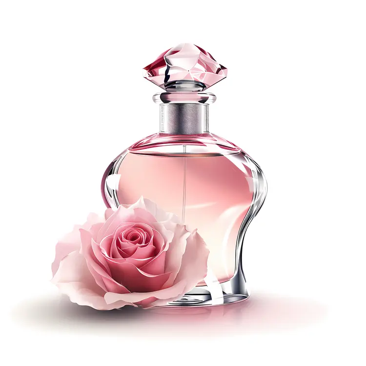 Perfume Bottle with Pink Rose