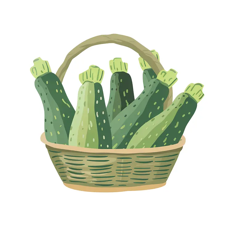 Basket Full of Green Zucchinis