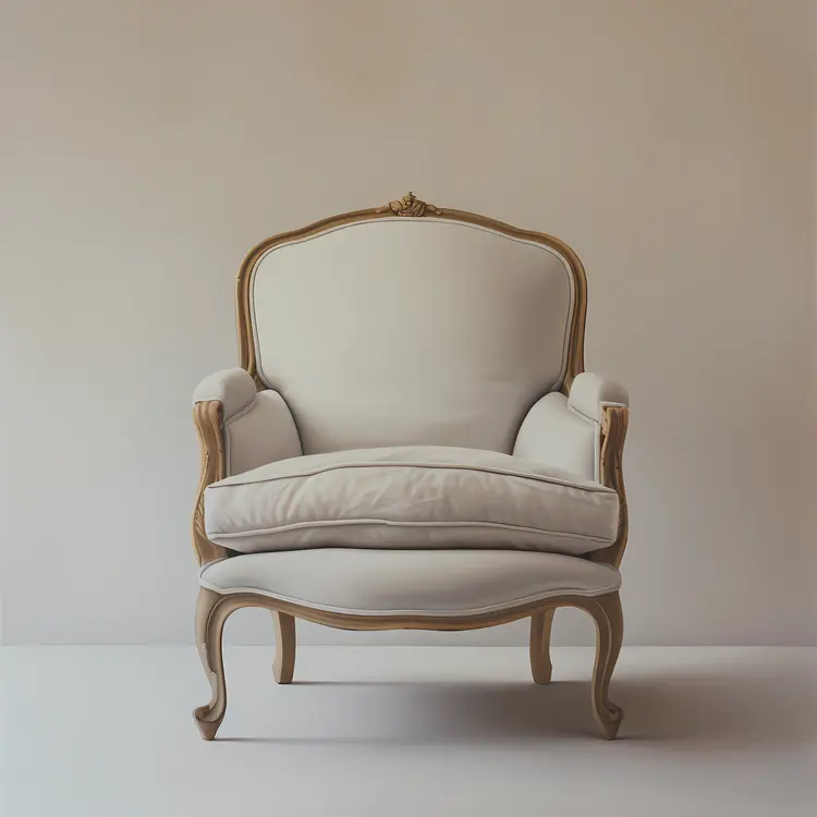Minimalist White Armchair with Wooden Frame