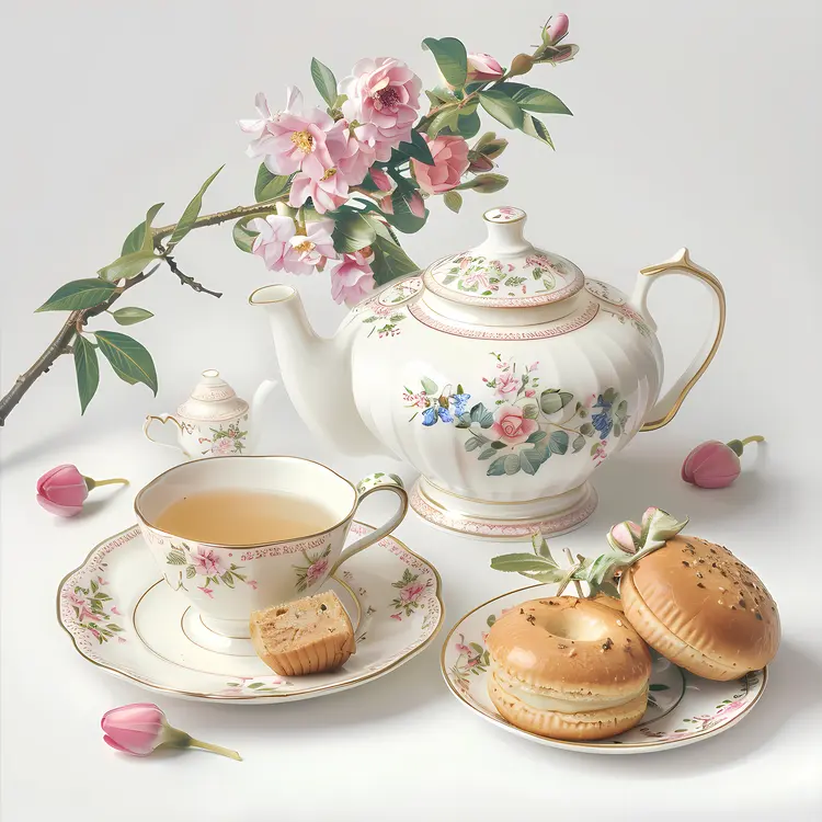 Elegant Tea Set with Flowers