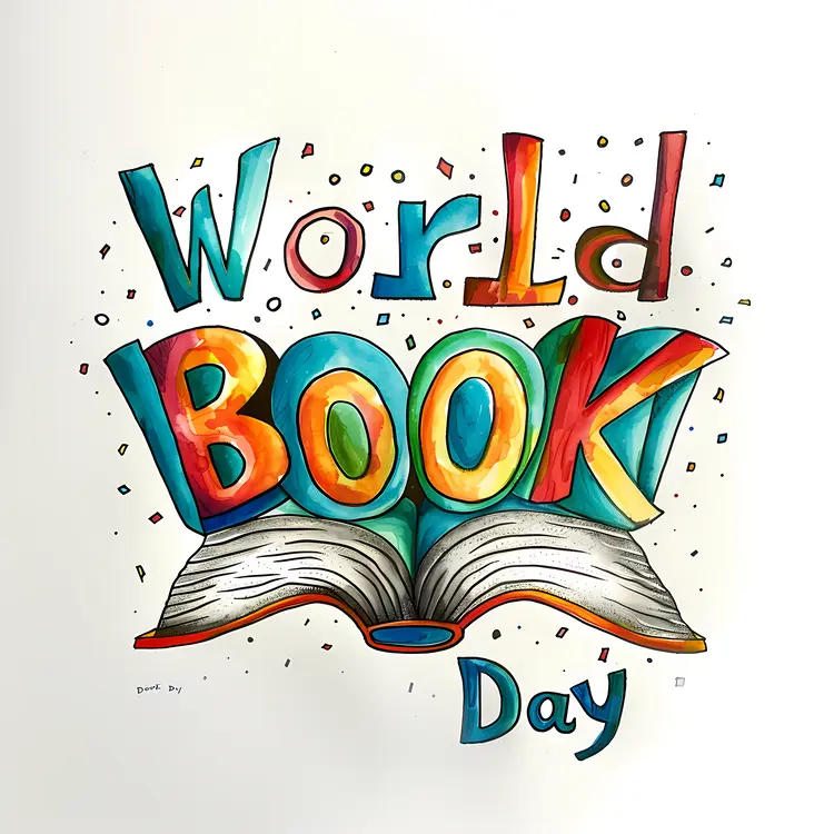 Colorful Open Book for World Book Day