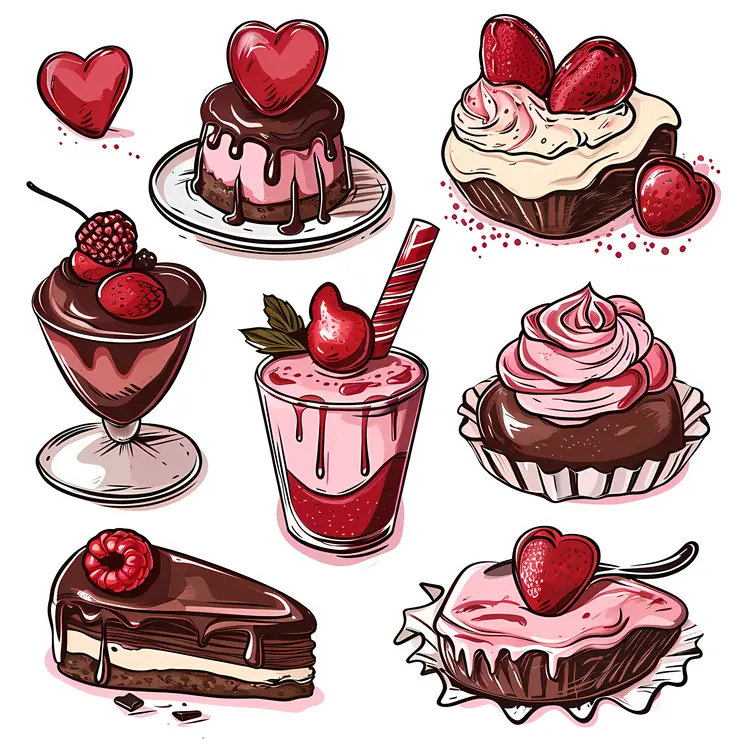 Assorted Desserts with Chocolate and Strawberry