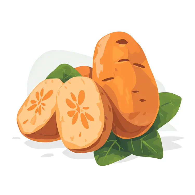 Sliced Potatoes with Leaves Illustration