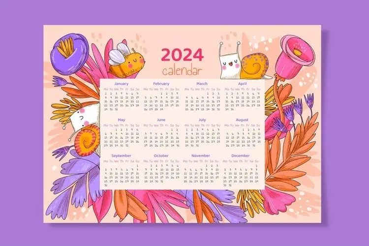 2024 Calendar with Cute Doodle Design