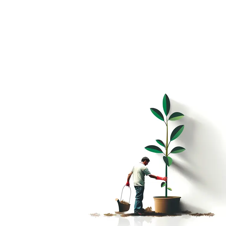 Man Gardening with Potted Plant