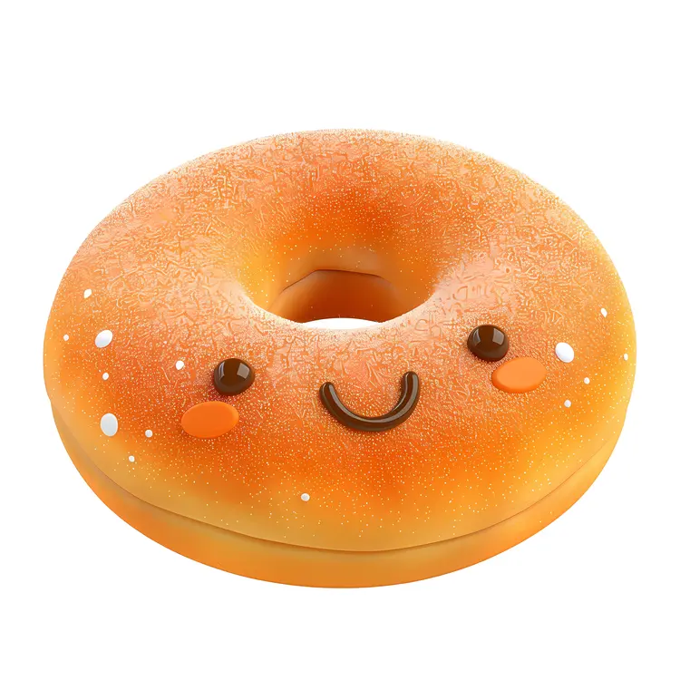 Smiling Orange Donut Cartoon