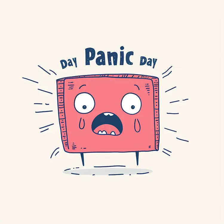 Cartoon Panic Day Text with Face