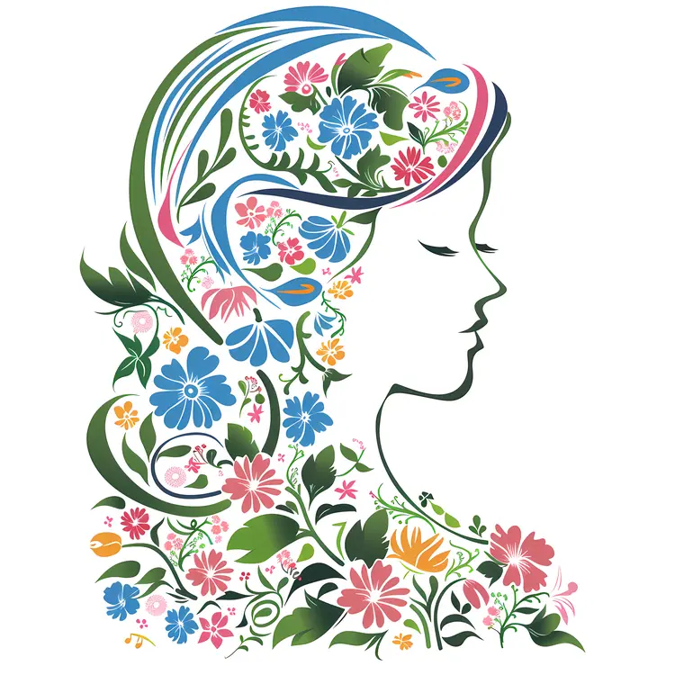 Colorful Floral Hair Girl