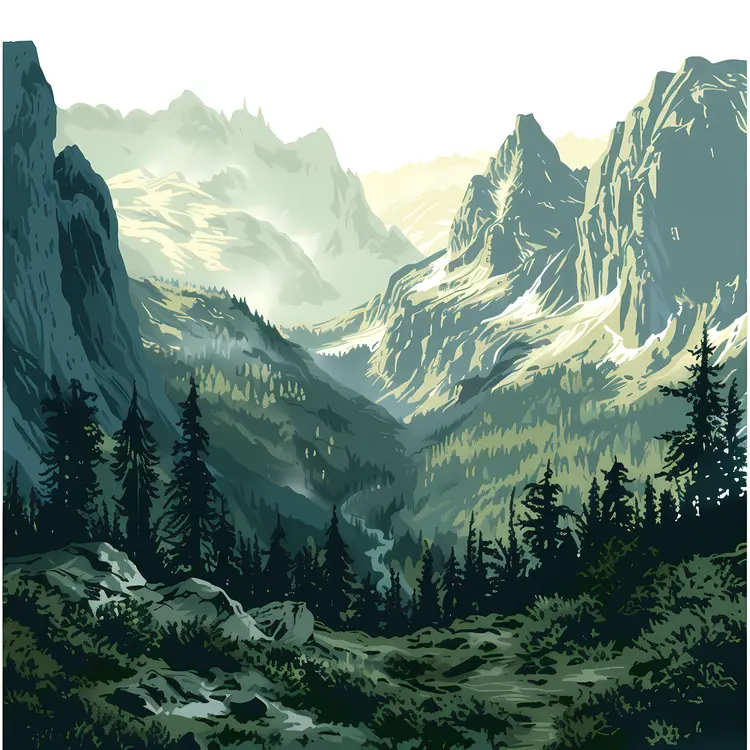 Mountain Forest with Peaks