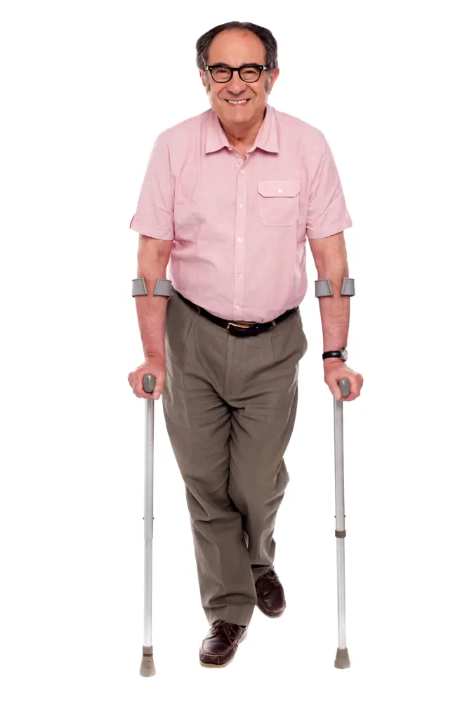 Man Walking with Crutches