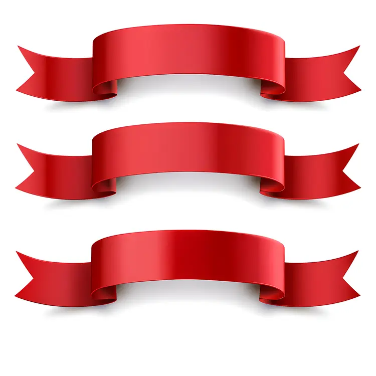 Set of Red Ribbons
