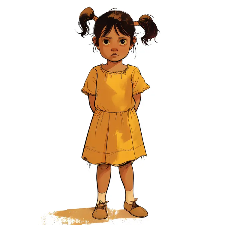 Cute Girl in Yellow Dress Illustration