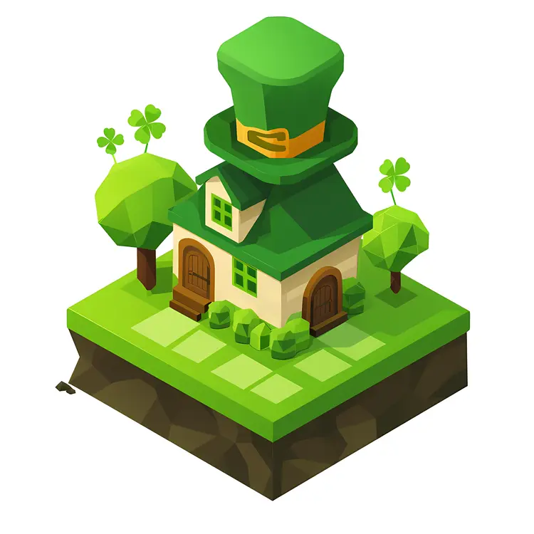 Cute House with Leprechaun Hat