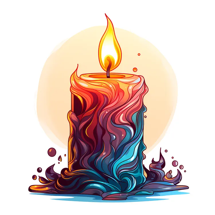 Vibrant Colorful Candle with Flame