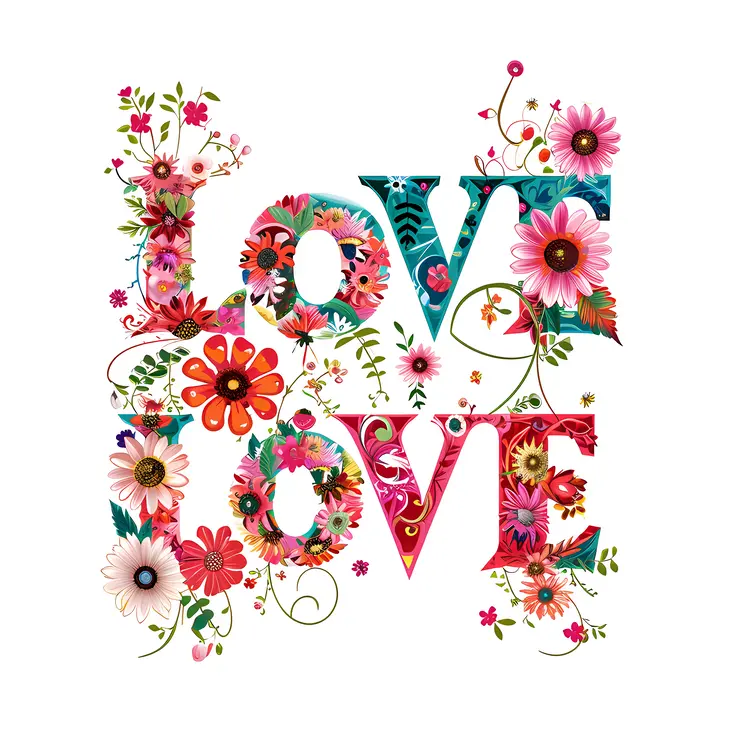 Floral LOVE Text Art