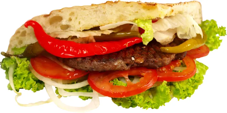 Sandwich with Beef Patty and Vegetables