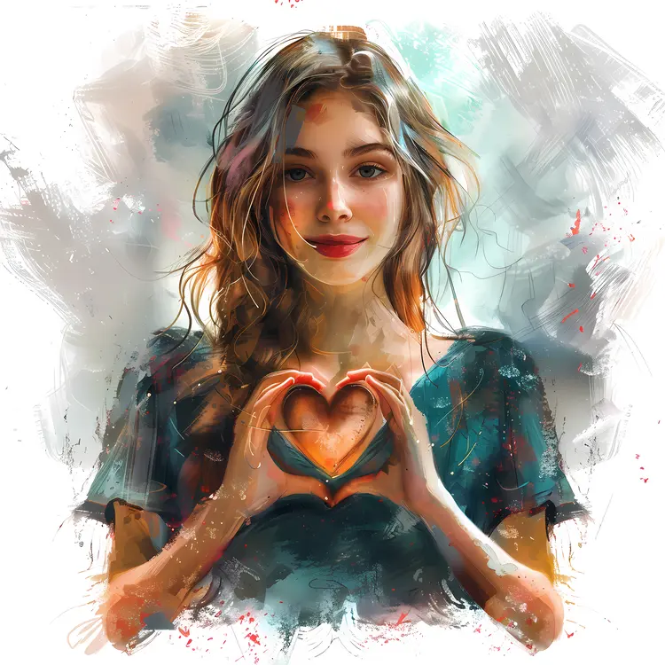 Illustration of Woman Making Heart Gesture